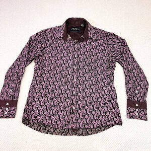 Scott Weiland Shirt Mens Medium Pink Black Floral Button Down Goth Grunge